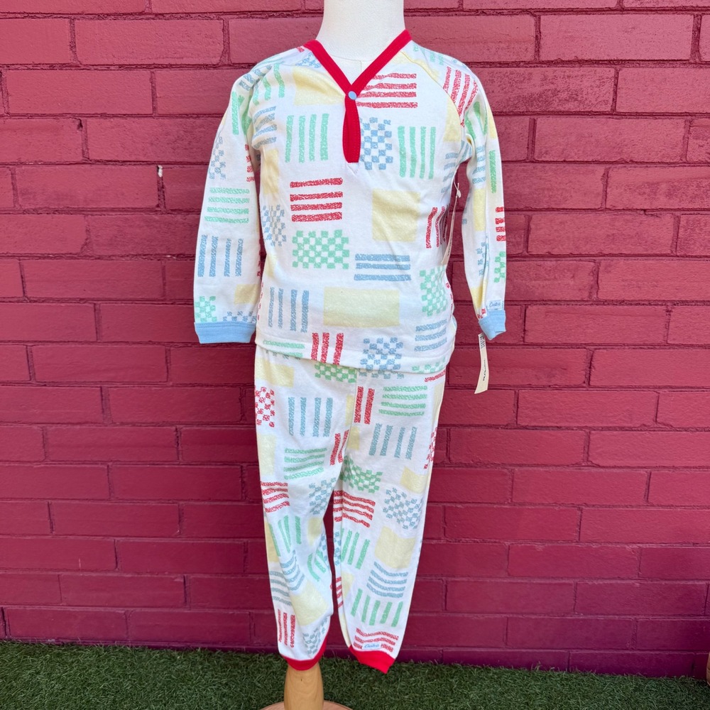 Vtg 80s Carters Outfit 100% Cotton Long Sleeve Pants Set Abstract - Picture 1 of 10